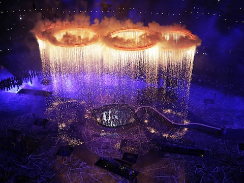 Een beeld van de openingsceremonie.