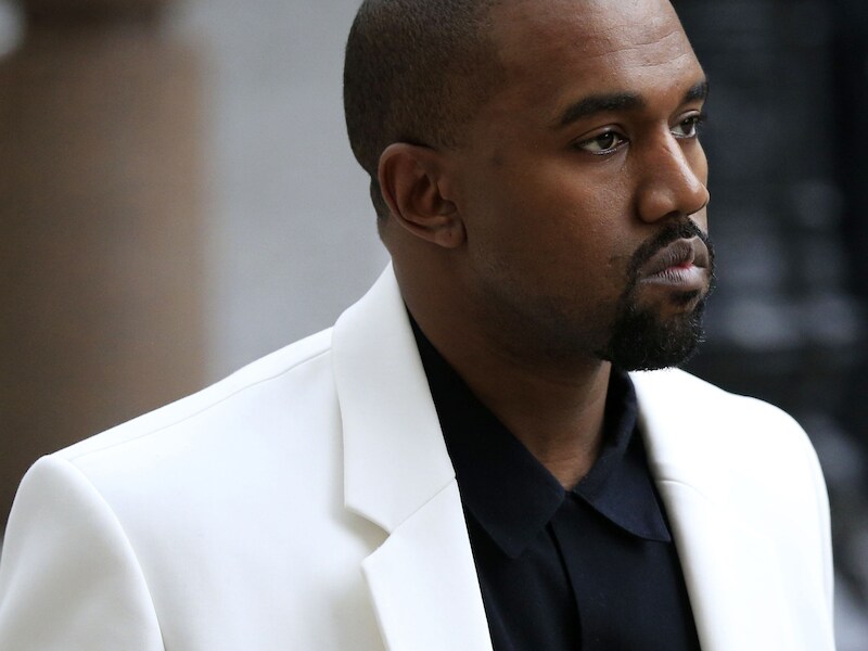 Kanye West in Londen vandaag.