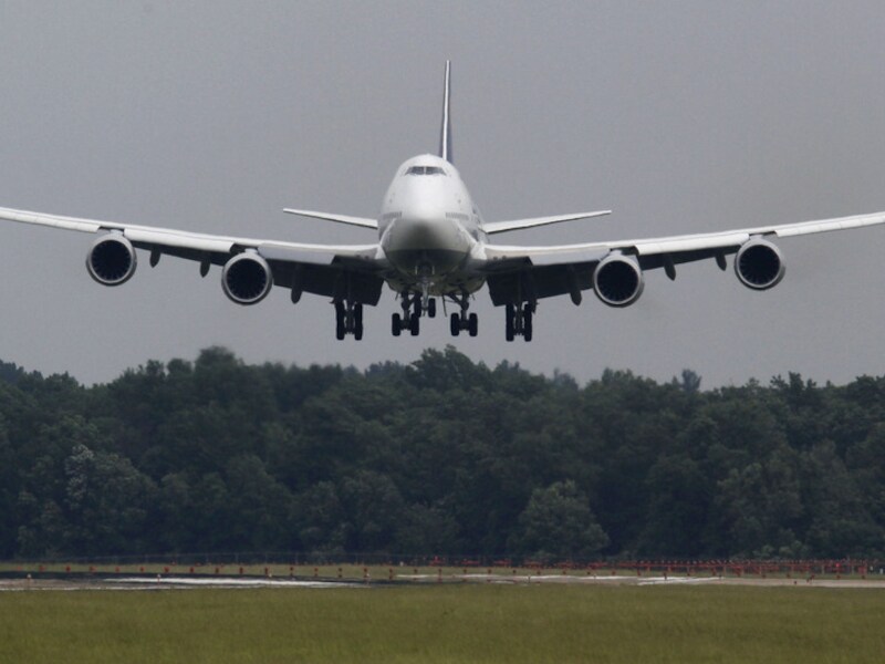 Een Lufthansa Boeing 747-8.