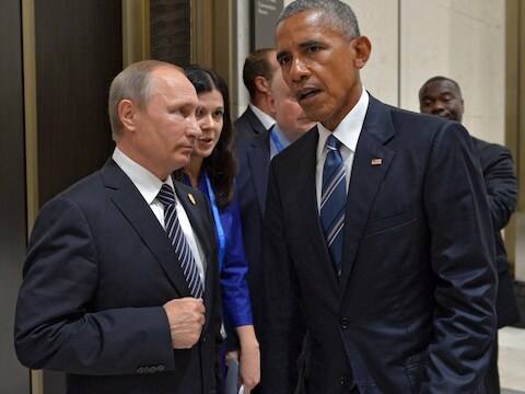 De Russische president Poetin en zijn Amerikaanse collega Obama tijdens de G20 vorige maand.
