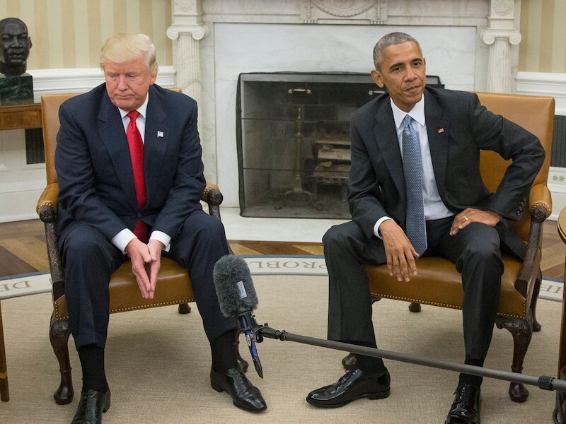 Donald Trump en voormalig president Barack Obama in het Witte Huis.