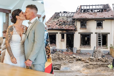 Haar trouwkleed ging vannacht in vlammen op, toch straalde bruid Liesbeth (34) vandaag in het wit: “We beseffen waar we aan ontsnapt zijn”