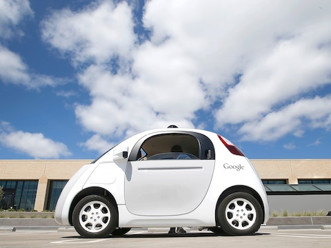 Het prototype van Googles zelfrijdende wagen.