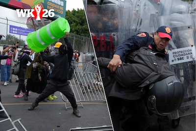 Chaos buiten WK-stadion in Mexico: beelden tonen hoe betoger