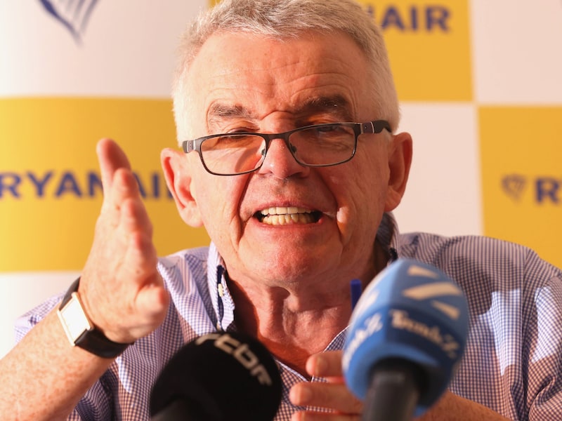 Ryanair-topman Michael O’Leary tijdens de persconferentie in Brussel.