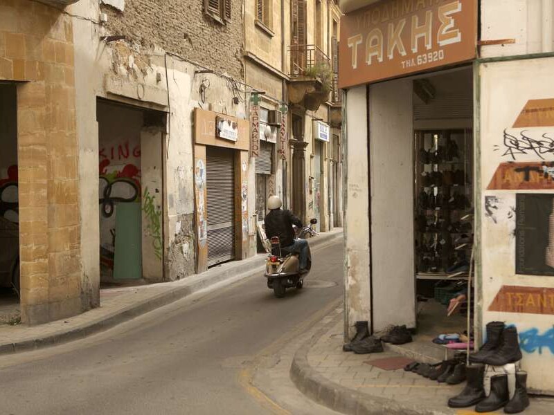 Gesloten winkels in Nicosia, de hoofdstad van Cyprus.