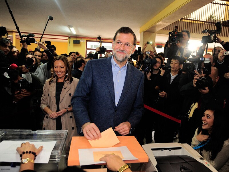 Mariano Rajoy van de conservatieve Partido Popular wordt wellicht de nieuwe eerste minister van Spanje