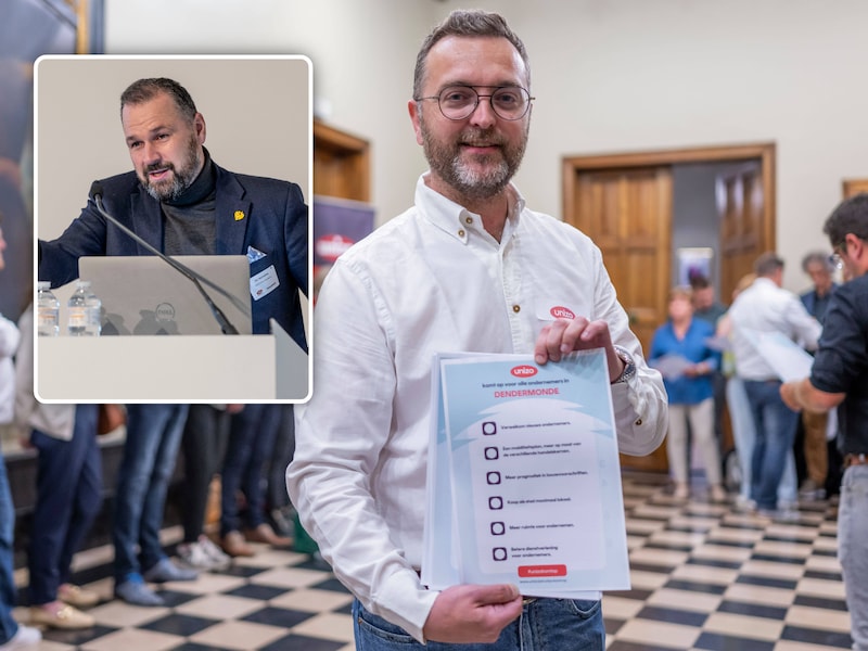 “Laat ondernemers die hier investeren niet opdraaien voor de stadsschuld”, zeggen Bram Vanhauwermeiren, co-voorzitter van UNIZO Dendermonde, en Jos Vermeiren (inzet), gedelegeerd bestuurder van UNIZO Oost-Vlaanderen.