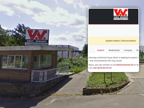 Van Wezel kampt met een cyberaanval. Onder meer hun website (inzet) ligt plat. 