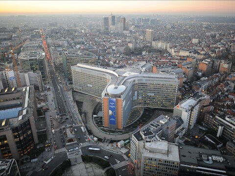 Het hoofdkantoor van de Europese Commissie, het Berlaymontgebouw in Brussel.