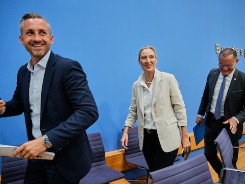 Ulrich Siegmund, Alice Weidel en Tino Chrupalla van het AfD