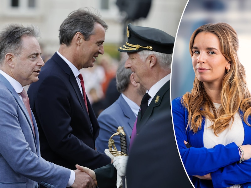 Premier Bart De Wever (N-VA) en koning Filip op de nationale feestdag vorig jaar.