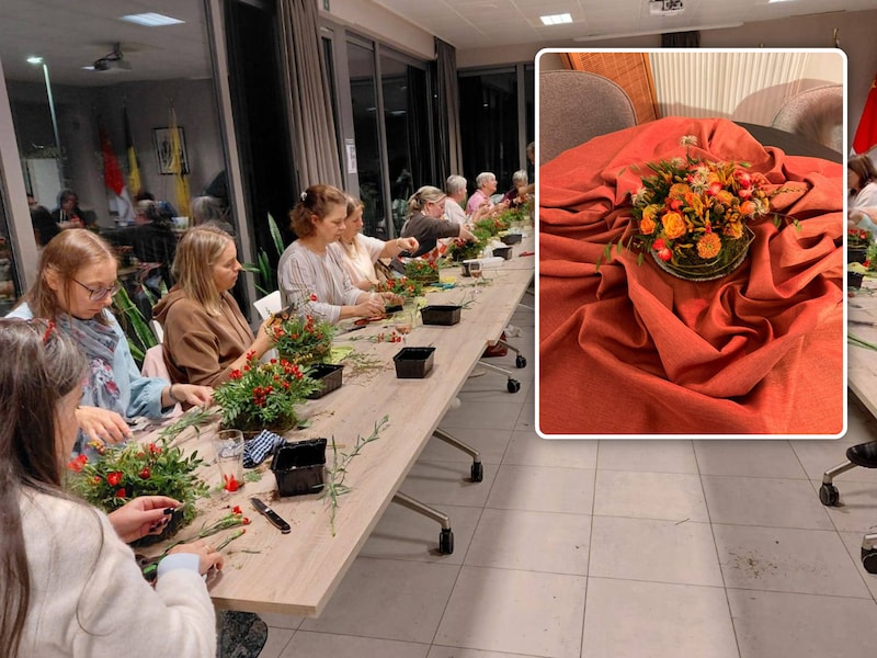 De dames van Femma gingen, onder professionele begeleiding, aan de slag met bloemen, Inzet: De avond resulteerde in enkele leuke creaties