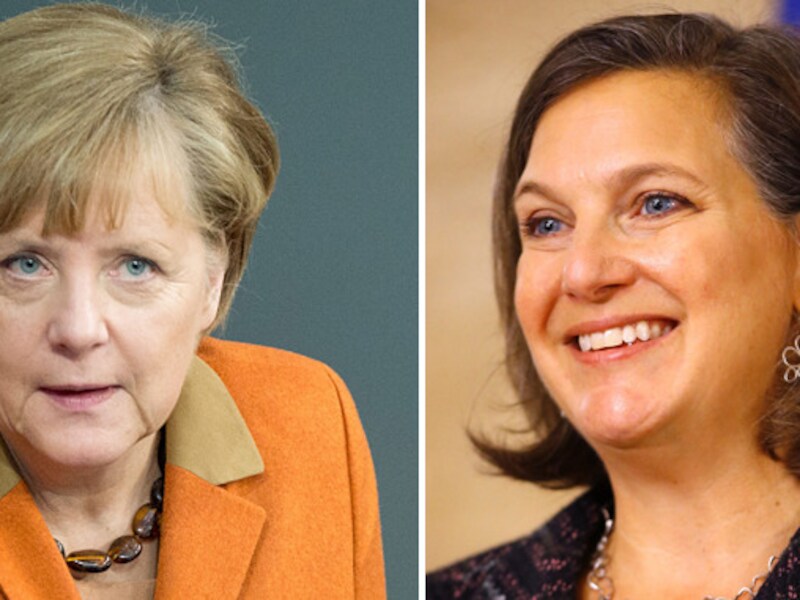 Victoria Nuland (r) deed de gewraakte uitspraak in een uitgelekt telefoongesprek met de Amerikaanse ambassadeur in Kiev.