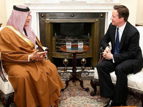 Premier David Cameron ontvangt de Saoedische buitenlandminister prins Saul al Faisal in zijn ambtswoning.
