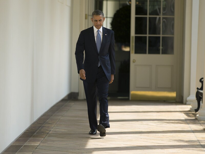 De Amerikaanse president Obama dinsdag in het Witte Huis.