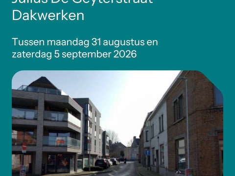 Een deel van de Julius De Geyterstraat is bijna  een week afgesloten voor dakwerken.