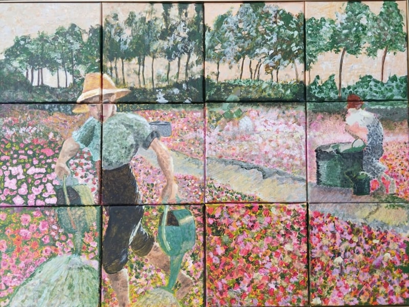 Mensen met dementie maakten een eigen interpretatie van het werk van Jenny Montigny. Hier zie je 'De Begonia's'.