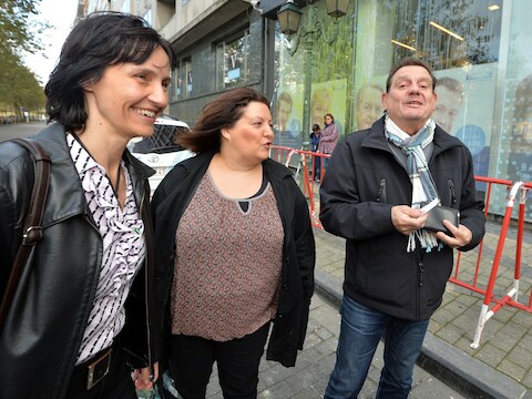Isabelle Bertrand, Marianne Lerouge en Gerard Husson van ACV-CSC Transcom.