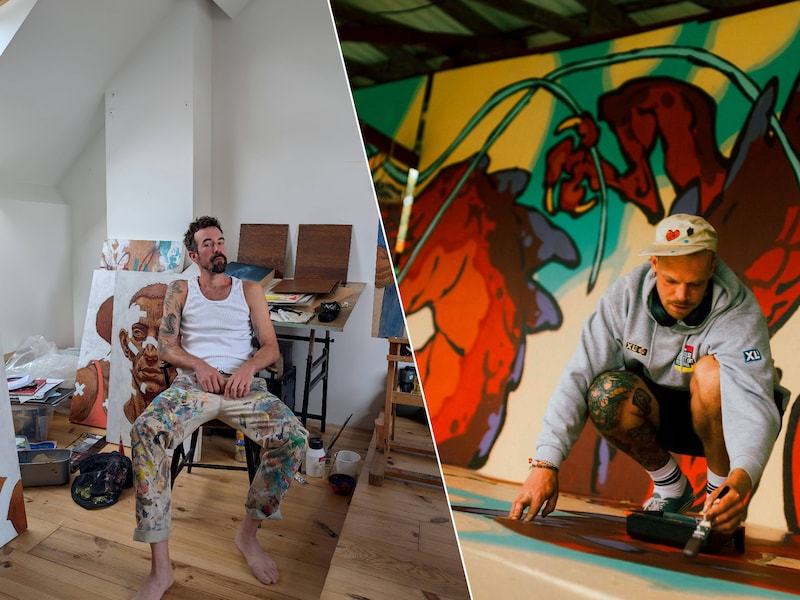 Sebastian Daley (links), alias A Squid Called Sebastian, en Lobster Robin (rechts).