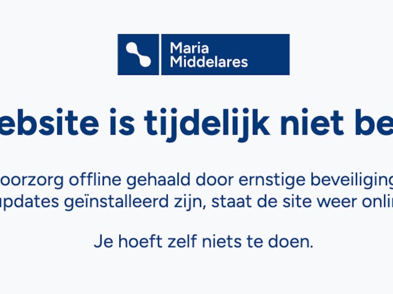 Onder meer de website van AZ Maria Middelares is offline