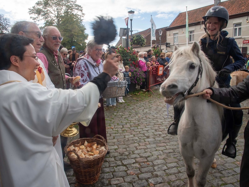 Sint Hubertus viering en paardenwijding in Munte. 