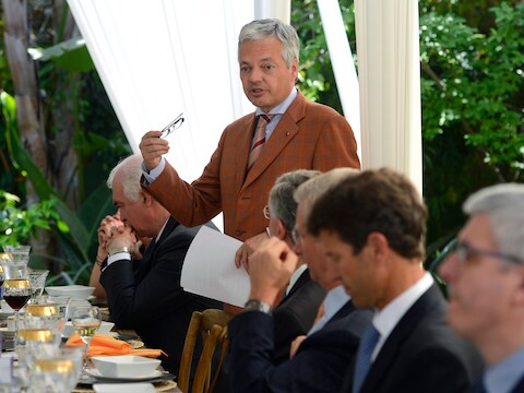 Minister van Buitenlandse Zaken Didier Reynders tijdens een zakenlunch op de economische missie in Californië.