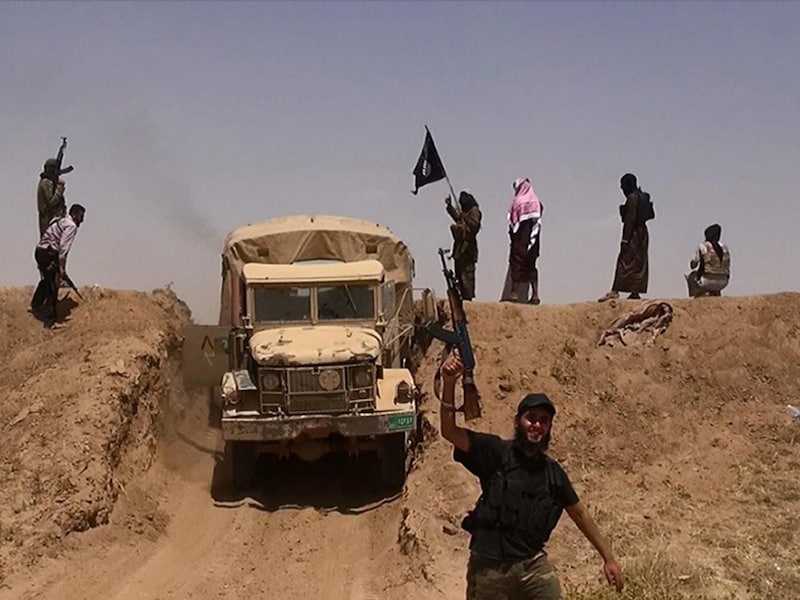 IS-militanten op de grens van de Syrische stad Al-Hassake (archieffoto).