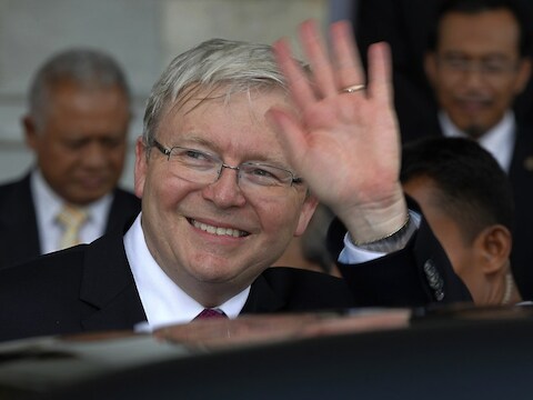 Een exacte datum voor de parlementsverkiezingen is er nog niet. Kevin Rudd zit voorlopig aan het roer.