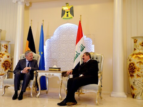 Reynders in gesprek met zijn Iraakse ambtgenoot Zebari.