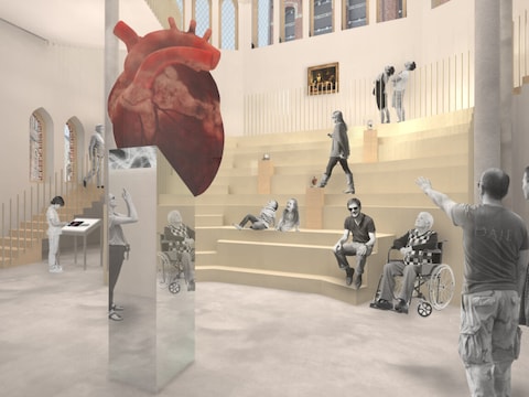 Een 3D-beeld van het toekomstige museum op de Hertogensite.