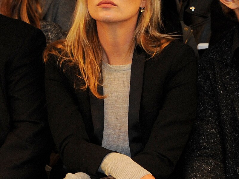 Kate Moss op de catwalkshow van Topshop.