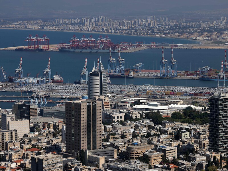 De haven van Haifa in Israël.