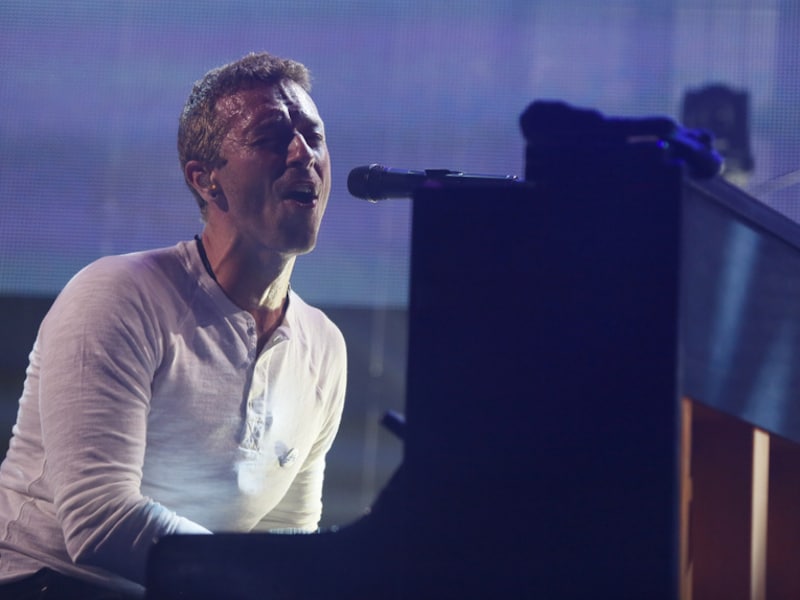 Martin met zijn band Coldplay aan het werk in Texas.