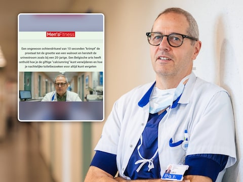 Uroloog Piet Hoebeke is één van de artsen die opduikt in een valse video (zie inzet).