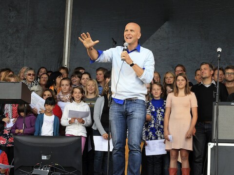 Nic Balthazar op het Gentse Sint-Pietersplein