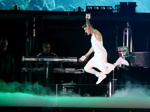 Justin Bieber vrijdagavond in Sydney.