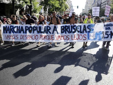 Indignados uit Madrid begonnen op 26 juli aan hun mars op Brussel.