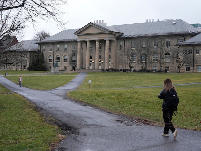 De campus van de Cornell University in de Amerikaanse stad Ithaca, in de staat New York. 