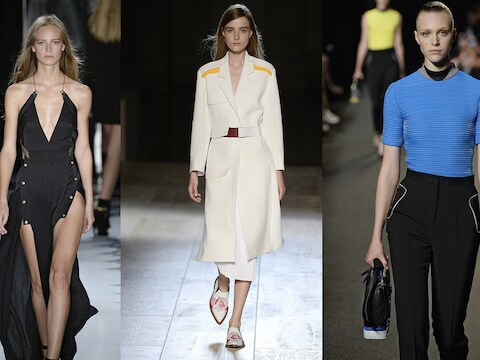 De heupsplit bij Versus, de platten schoenen van Victoria Beckham en preutse ontwerpen bij Alexander Wang.
