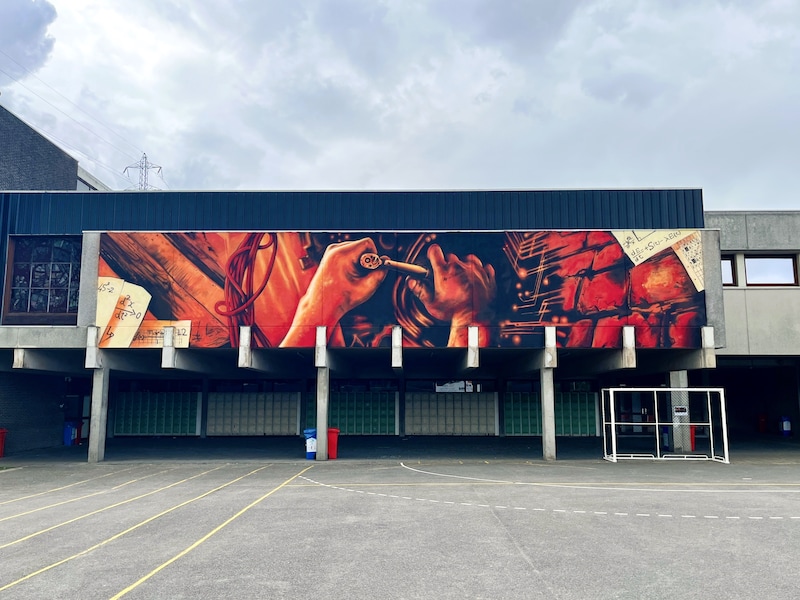 Het graffitikunstwerk aan Prizma Campus VTI