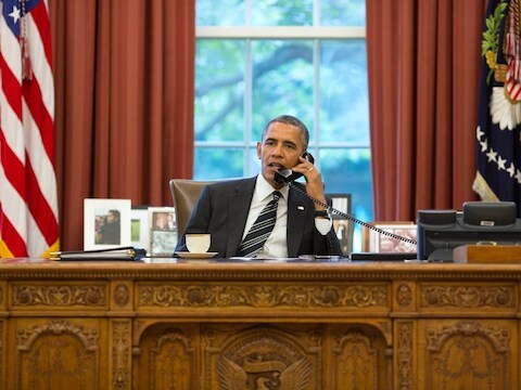 Barack Obama aan de lijn met de Iraanse president