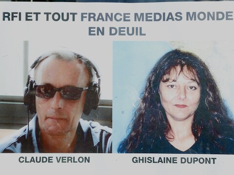 Ghislaine Dupont (R) en Claude Verlon, twee journalisten die dit jaar in Mali werden vermoord.