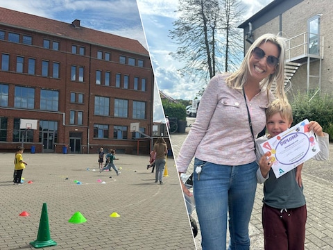 Leren gebeurt tijdens de zomerschool niet alleen achter een schoolbank. Via spel en beweging oefenen de kinderen onder meer taal en rekenen., Julian sloot de zomerschool af met een diploma. "Hij heeft hier echt veel van opgestoken", vertelt mama Anja.