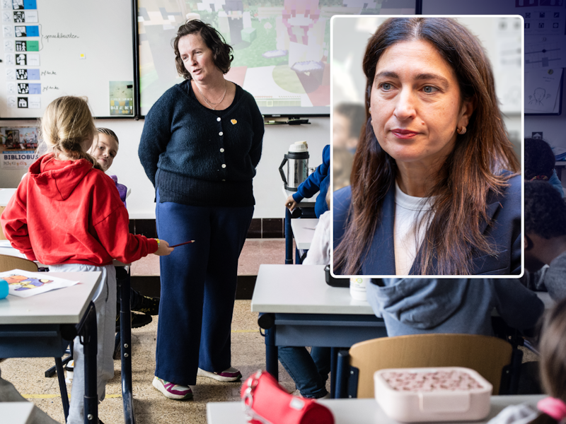 Bij de Matadi-school in Leuven zitten leerlingen van het regulier en buitengewoon onderwijs bij elkaar, zoals het volgens Zuhal Demir (inzet) zou moeten.