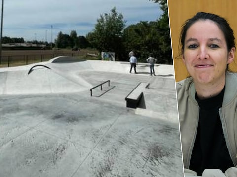 Skatepark Kerrebanz in Meise heropent vrijdag na make-over van 150.000 euro. Op foto: Schepen van Sport Marie Behaeghe (CD&V)