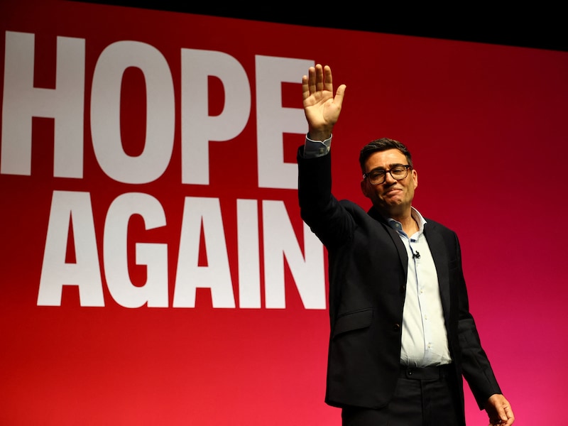 De Britse premier Andy Burnham op het jaarlijkse partijcongres van Labour in Liverpool