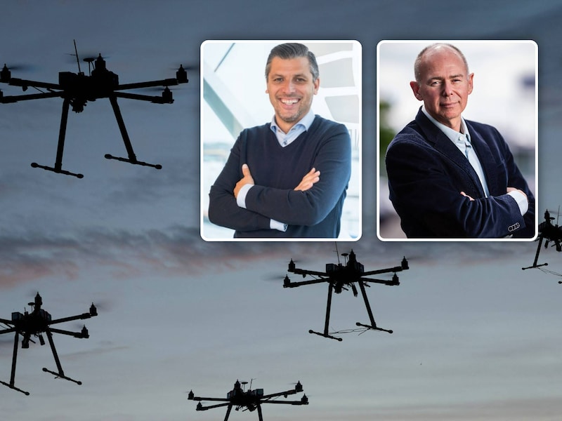 Defensie-expert Roger Housen en drone-expert Elwin Van Herck.