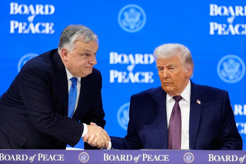 Архивное изображение. Орбан и Трамп на Всемирном экономическом форуме в Давосе. 