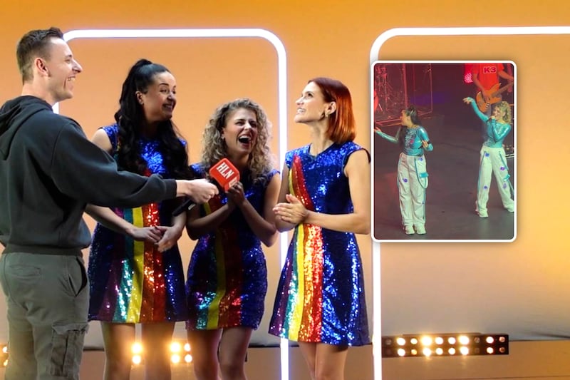 Jarne Rediers & Marthe, Julia y Hanne (K3) / / (recuadro: K3 en concierto en Tilburg)